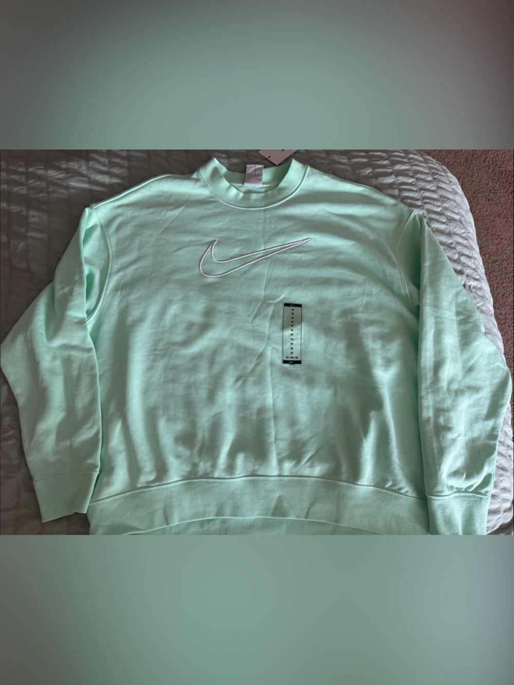 Nike Mint Green Embroidered Swoosh Crew Sweatshirt